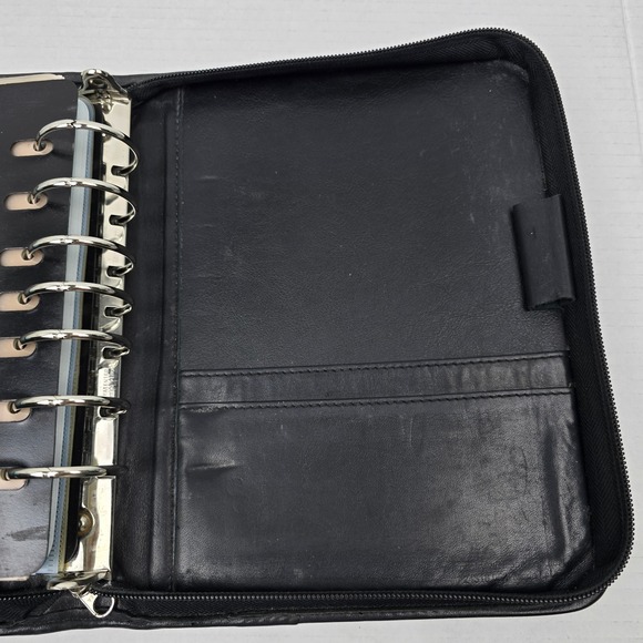 Franklin Covey Black Leather Floral Tapestry Zip Planner Binder Classic - Picture 7 of 16